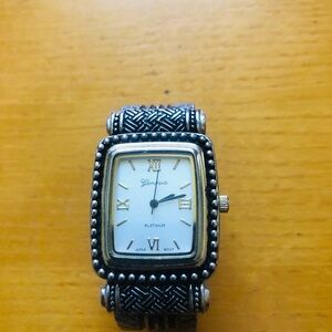 Geneva Platinum Watch with Black and Gold Details